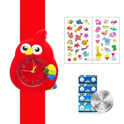 Boys Girls Watches Baby Kindergarten Party Gift Children Study Time Toy Wristwatches Slap Bracelet Clock Cartoon Kids Watches 22