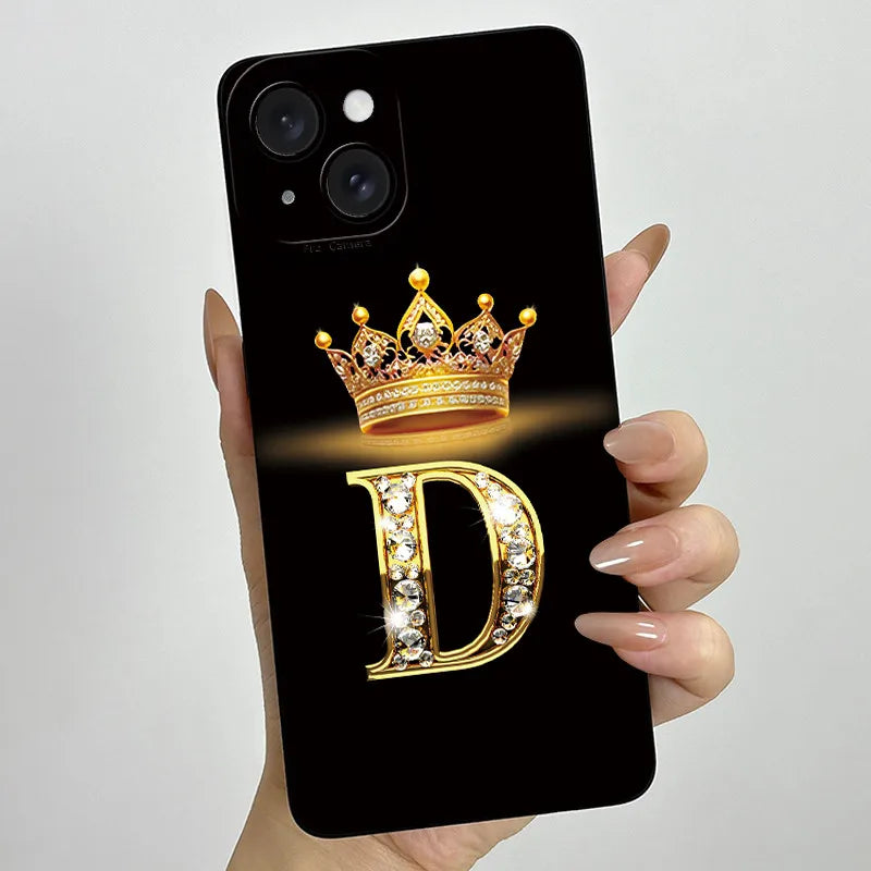 For Apple iPhone 15 Plus Case iPhone15 Pro Crown Letter Cover Soft Liquid Phone Case For iPhone 15 Pro Max iPhone15 Fundas Coque