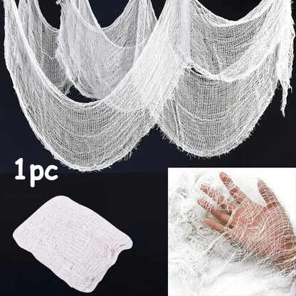 Halloween Creepy Gauze Cloth  Tattered Fabric Spooky Party Decor Haunted House Wall Window Table Door Drape Supply ﻿