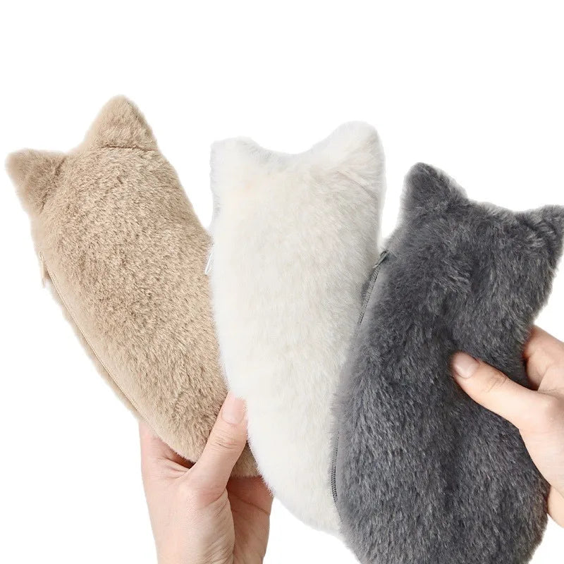 Kawaii Plush cat shaped pen bag with soft touch cute lightweight large capacity stationery storage pen bag multi-purpose storage