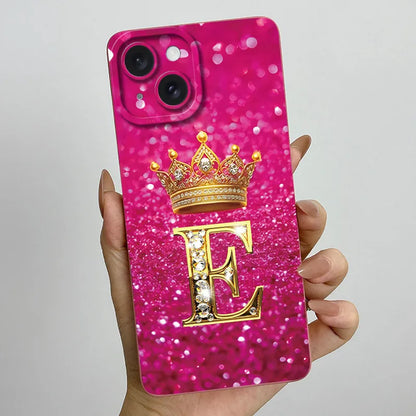 For Apple iPhone 15 Plus Case iPhone15 Pro Crown Letter Cover Soft Liquid Phone Case For iPhone 15 Pro Max iPhone15 Fundas Coque