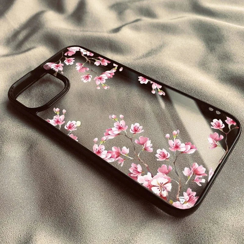 Pink Magnolia Flower Phone Case For iPhone 18 Pro Max 17 16 15 14 13 12 11 7 8 Plus Air Plum Blossom Shockproof Clear Hard Cover