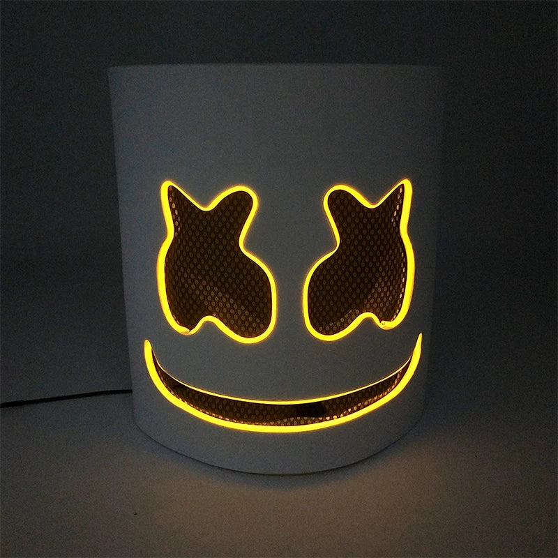 DJ Marshmello Luminous Head Cover LED Light Up Halloween Cosplay Headgear Glowing Helmet for Neon Night Club Music Rave Props