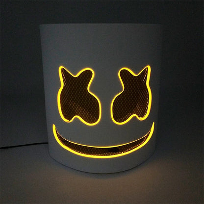 DJ Marshmello Luminous Head Cover LED Light Up Halloween Cosplay Headgear Glowing Helmet for Neon Night Club Music Rave Props