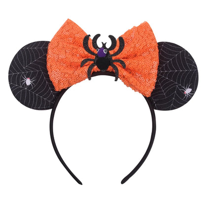 2026 Latest Halloween Cobweb Ears Headband Women Festival DIY Mouse Hairband Kids Party Villains Cosplay DIY Hair Accessories