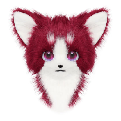 Animal Furry Fursuit Head Mask Plush Cat Fox Mask Costume Props for Halloween Cosplay Party