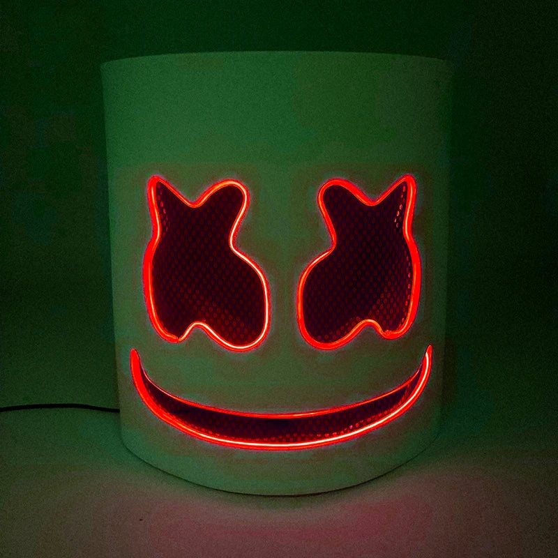 DJ Marshmello Luminous Head Cover LED Light Up Halloween Cosplay Headgear Glowing Helmet for Neon Night Club Music Rave Props