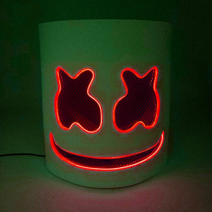 DJ Marshmello Luminous Head Cover LED Light Up Halloween Cosplay Headgear Glowing Helmet for Neon Night Club Music Rave Props