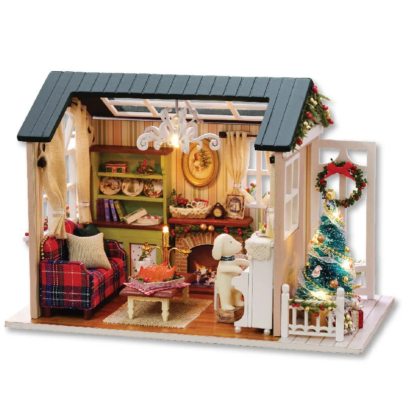 DIY Miniature Dollhouse Kit Assemble Puzzle 3D Wooden House Room Craft With Furniture LED Lights For Friends Birthday Gift Toys