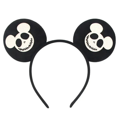 Disney leather Bat Bows Mickey Mouse Ear Headband for Adults Halloween Headwear Women Girls Cosplay Ghost Party Hair Accessories