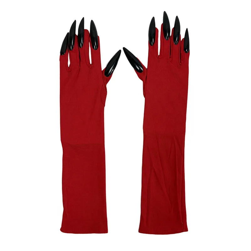 Scary Ghost Claw Halloween Black Green Red Gloves Long Nails Witch for Horror Thriller Cosplay & Costume Performances Accessorie