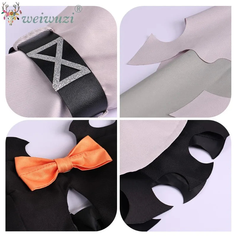 Halloween Costume Anime‑Inspired Cosplay Costume Black Orange Irregular Cut Dress Detachable Flared Sleeves for Comic Convention