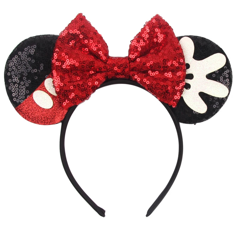 2026Latest Mickey Minnie Ear Headband Sequin Bows For Girl Adult Kids Halloween Party Cosplay Hair Accessories Princess Hairband