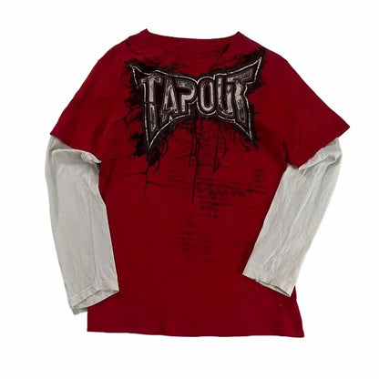 New Long sleeved Affliction T shirt Y2K Hip Hop Round Neck Oversized T shirt Mens Womens Casual Gothic Clothing Tops Streetwear