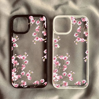 Pink Magnolia Flower Phone Case For iPhone 18 Pro Max 17 16 15 14 13 12 11 7 8 Plus Air Plum Blossom Shockproof Clear Hard Cover