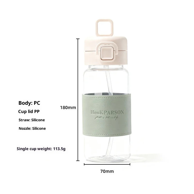 Hot 500ml Cute Water Bottle with Straw Portable Plastic Pop-Up Cover Water Cup for School Kids Leak-Proof Cute Drinking Bottle