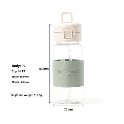Hot 500ml Cute Water Bottle with Straw Portable Plastic Pop-Up Cover Water Cup for School Kids Leak-Proof Cute Drinking Bottle