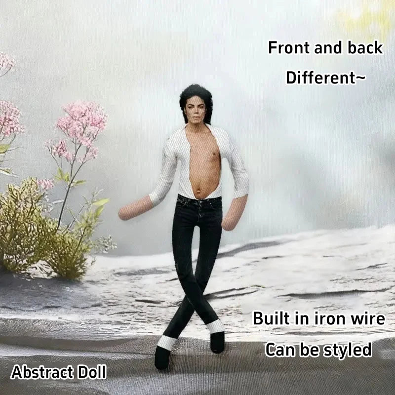 Michael Jackson Plush Doll With Wire Frame Poseable Figure Movable Joints Abstract Toy Fan Collectible Gift Home Decor