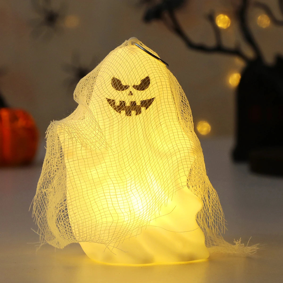 In Stock Halloween Ghost Head Decorations White Gauze Props Ornaments Spooky Haunted House Prank Novelty Toys Birthday Gift