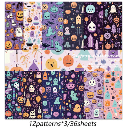 36sheets Writable Watercolor Halloween Scrapbook Paper Pads,Perfect for Arts Crafts,Journal Supplies,Arts Crafts,Scrapbooking