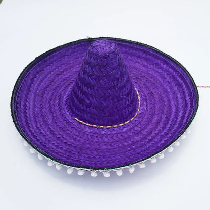 Summer Colorful Wide Brim Mexican Party Hat Halloween Sombrero Straw Hats Decor Party Beach Hat Men