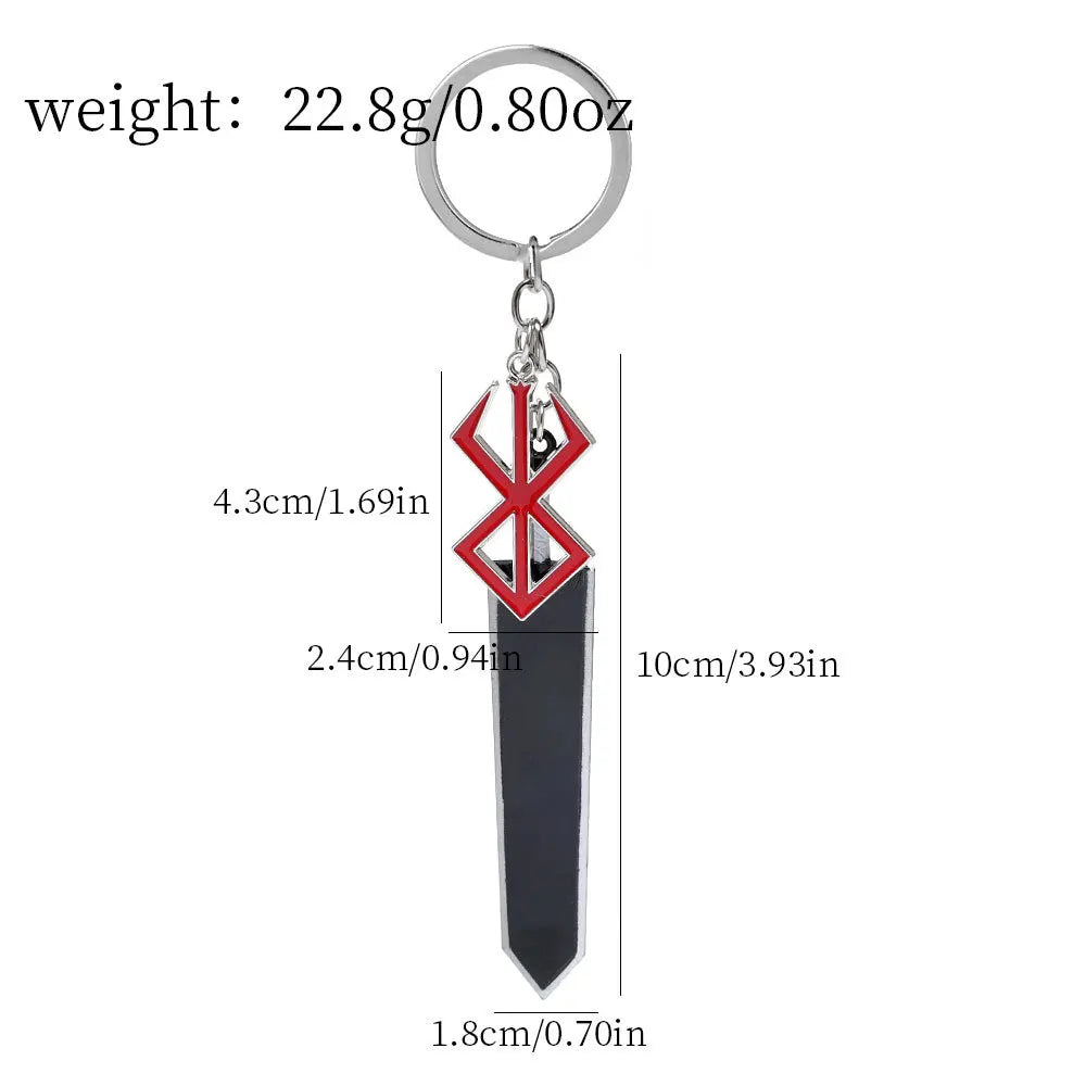 Anime Game Berserk Sword Keychain Cool Dragonslayer Key Ring Bag Backpack Jewelry Decoration for Men Fans Gifts