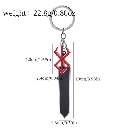 Anime Game Berserk Sword Keychain Cool Dragonslayer Key Ring Bag Backpack Jewelry Decoration for Men Fans Gifts