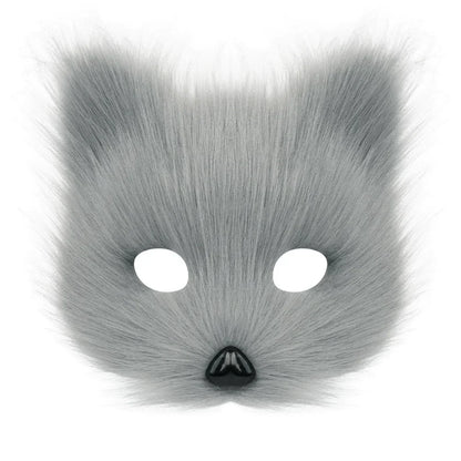 Cat Cosplay Costume Foxes Mask+Tail +Gloves Set  Halloween Costume Accessorie Wolf Therian Theme Party Dress Up Prop Accessories