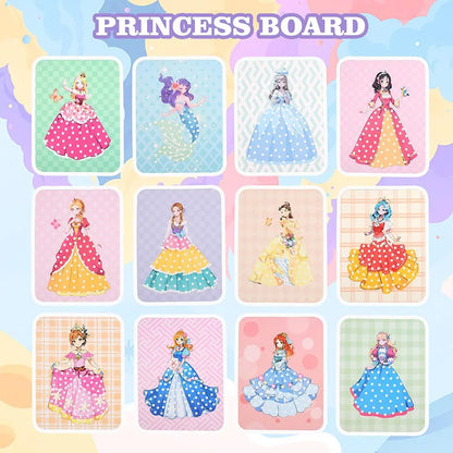 3-12pcs Sticker Cards Fabric Art Craze Poke Caft Toys Creative Puzzle Puncture Painting Poking  Princess Dressing Game Children