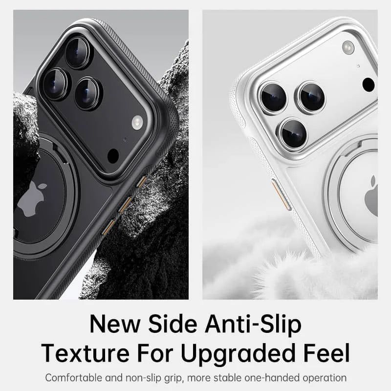 360 Spin Magnetic Stand (Pro-Version) for iPhone 17 Pro Max 17 Air Case (Compatible with Magnetic) Matte Translucent Shockproof
