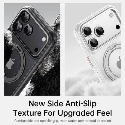 360 Spin Magnetic Stand (Pro-Version) for iPhone 17 Pro Max 17 Air Case (Compatible with Magnetic) Matte Translucent Shockproof