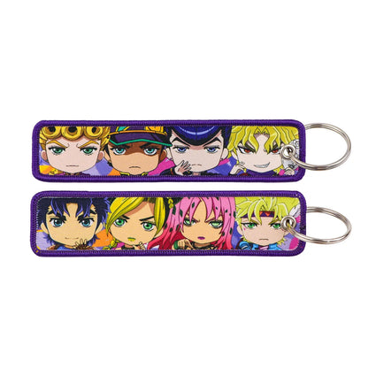 Popular Anime Character Embroidery Keychain Cool Cartoon Key Tag Motorcycles Cars Backpack Chaveiro Fashion Keyring Friend Gifts