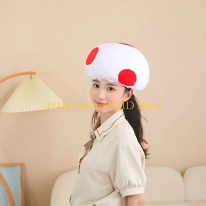 49MD Mushroom Hat for Halloween Costume Hat Festival Party Gathering Headgear Seasonal Party Photoshoots Hat Accessories