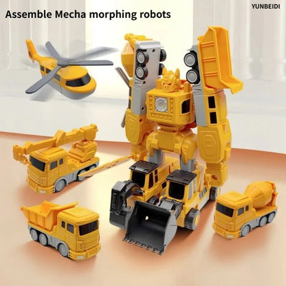 Children's Magnetic Deformation Engineering Car Robot Building Block Toy Set Multi Style Puzzle Assembly Machinery Mech Toy Gift