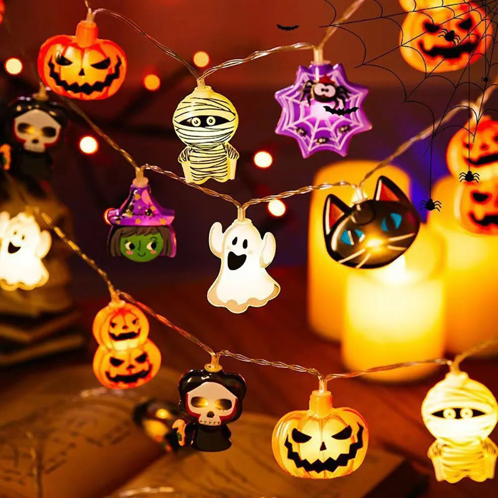 Halloween Decoration LED String Lights,Pumpkin Ghost Spider Web Hanging Lamp,Home Outdoor Lantern Props
