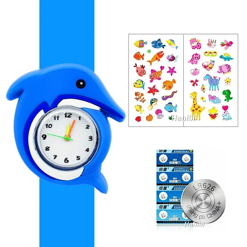 Boys Girls Watches Baby Kindergarten Party Gift Children Study time Toy Wristwatches Slap Bracelet Clock Cartoon Kids Watches