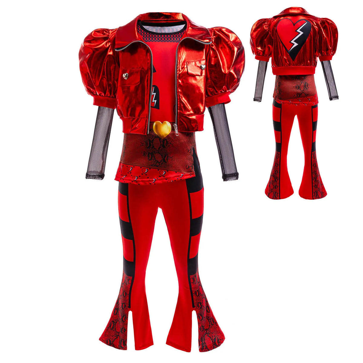 2026 Fancy Comedy Movie Role Play Rock Costume 3PCS Suit The Rising of Red Cosplay Clothing Set Kid Descendant Halloween Apparel