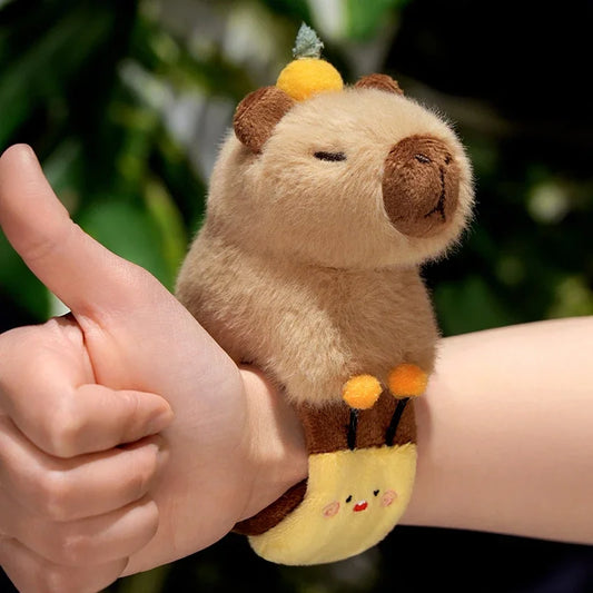 25X10cm Cute Funny Capybara Toy Slap Snap Wrap Wristband Lovely Cartoon Animal Bracelet Kawaii Plush Doll Wristband Gifts