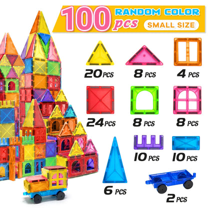 Magnetic Building Blocks Construction Set Montessori Sensory Educational DIY Toy For 3Years+ Old Kids Boys Girls Gifts