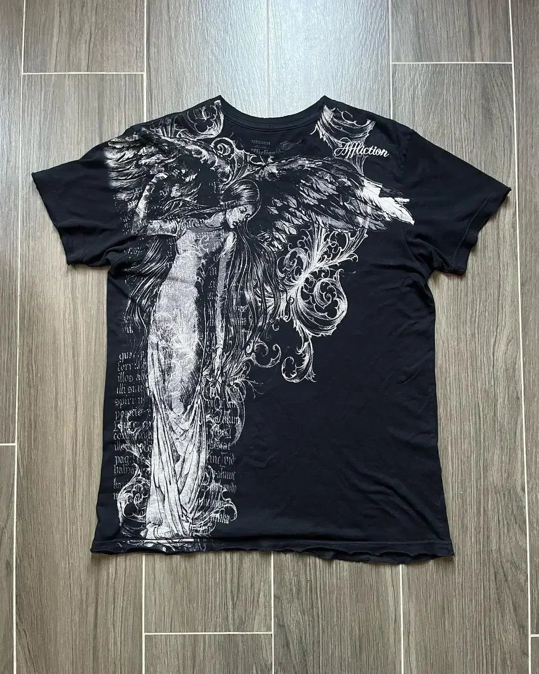 Retro Blue Gothic Pattern Printed Hip Hop Street Fashion Y2K Plus Size T shirt Round Neck Short Sleeve Women Couple Couple Top