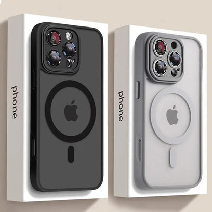 Luxury Matte Armor For Magsafe Magnetic Wireless Charging Case For iPhone 11 12 13 14 15 16 17 Air Pro Max Plus Shockproof Cover