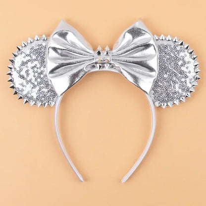 Disney leather Bat Bows Mickey Mouse Ear Headband for Adults Halloween Headwear Women Girls Cosplay Ghost Party Hair Accessories