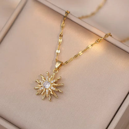 Cute Elephant Cubic Zirconia Pendant Necklaces For Women and Men Golden Copper Metal Necklace Versatile Daily Party Jewelry