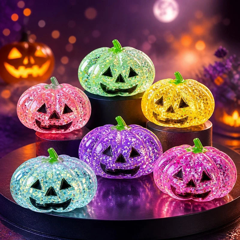 2026 Halloween Maltose Squishy Sequins Glitter Pumpkin Squeeze Balls Anti-stress Slow Rebound Pinch Toy Halloween Party Favors