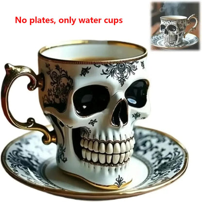 New Halloween Skull Printed Resin Coffee Cups and Saucers Gift Box Set Household High-grade Exquisite Coffee Tea Cup Set