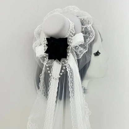 Gothic Veil Rose Mini Top Hat Black or White Elegant Fashion Hat for Daily Wear Halloween Thanksgiving Gift