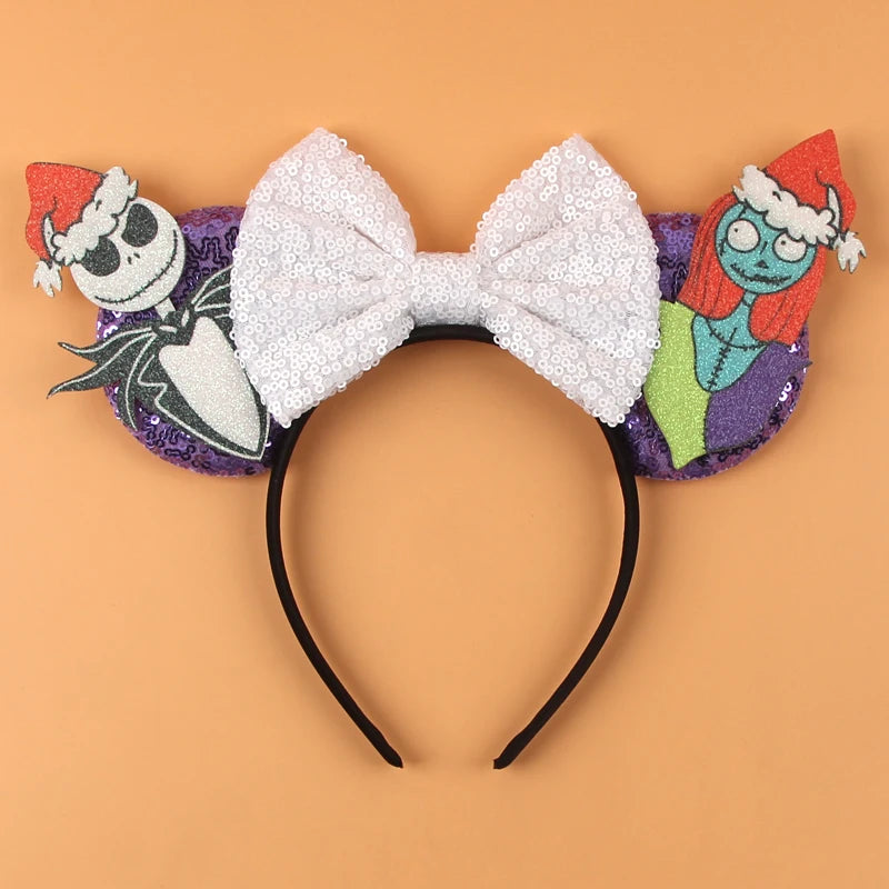2024 Halloween Mouse Ears Headband Sequins Bow Hairband For Women Featival Party DIY Hair Accessories Boutique