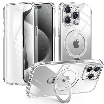 Case for iPhone 16/15/14/13 Pro Max 16 15 14 Plus, Built-in PET Screen Protector with Ring Holder Kickstand, Full Body Cover