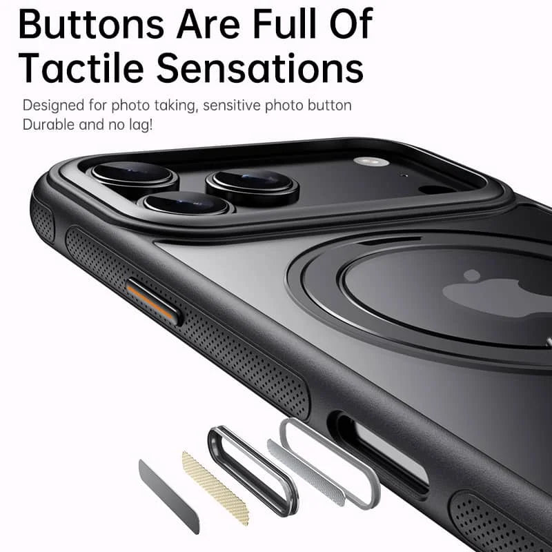 360 Spin Magnetic Stand (Pro-Version) for iPhone 17 Pro Max 17 Air Case (Compatible with Magnetic) Matte Translucent Shockproof