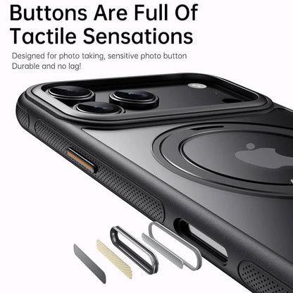 360 Spin Magnetic Stand (Pro-Version) for iPhone 17 Pro Max 17 Air Case (Compatible with Magnetic) Matte Translucent Shockproof